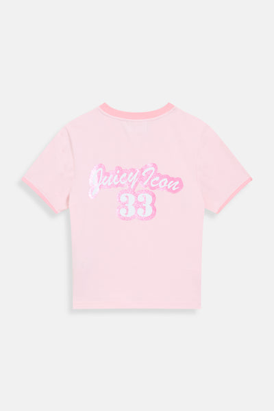 T-shirt Juicy in jersey con bande sulle spalle e stampa logo frontale colore Rosa
