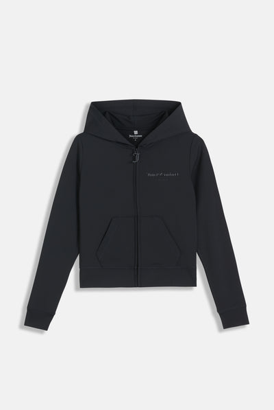 Felpa Ennis aderente con cappuccio in interlock con logo tono su tono colore Nero