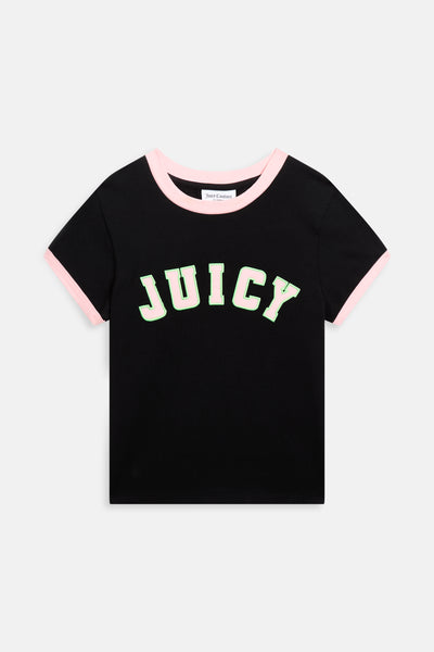 T-shirt Juicy in jersey con logo a contrasto e dettagli bicolore colore Nero