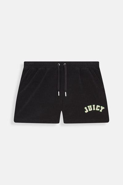 Pantaloncini Juicy in spugna con coulisse in vita e logo a contrasto colore Nero