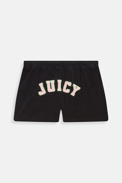 Pantaloncini Juicy in spugna con coulisse in vita e logo a contrasto colore Nero