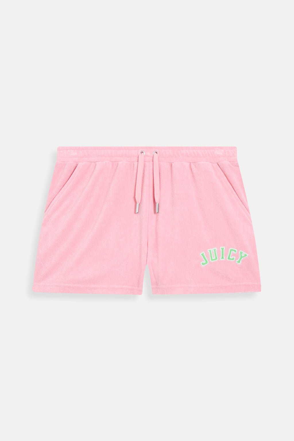 Pantaloncini Juicy in spugna con coulisse in vita e logo a contrasto colore Rosa