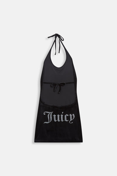 Halter Abito Nero con logo strass