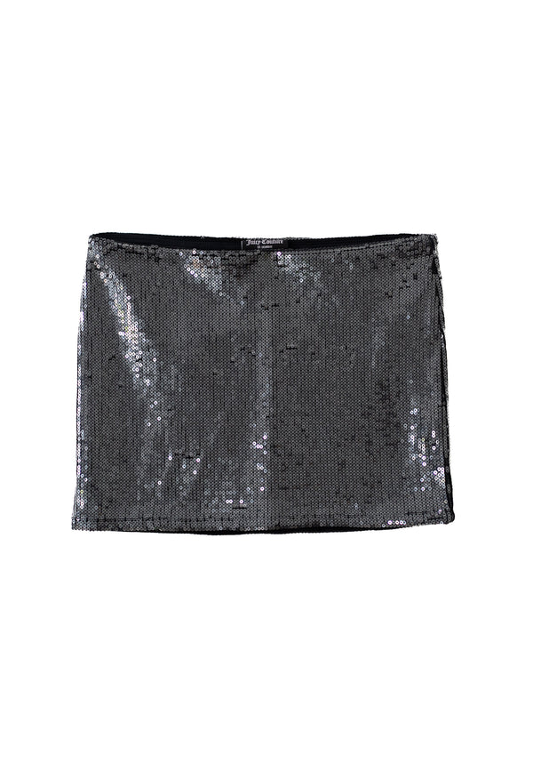 Minigonna Juicy in velluto con paillettes e logo a contrasto colore Nero