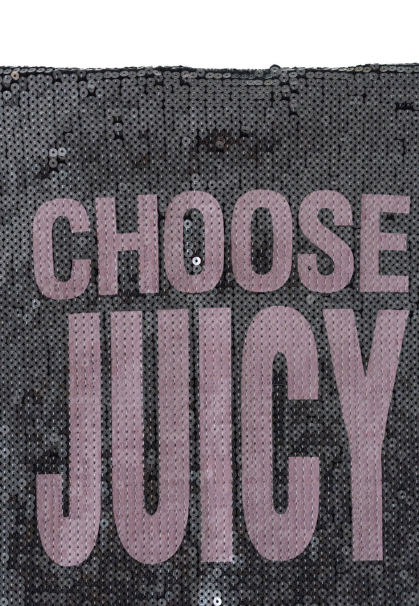 Minigonna Juicy in velluto con paillettes e logo a contrasto colore Nero