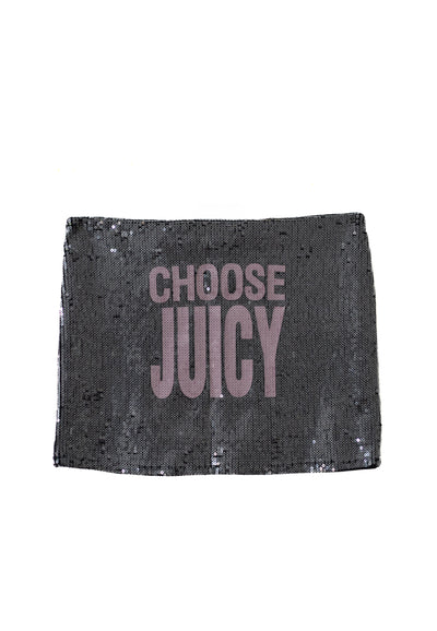 Minigonna Juicy in velluto con paillettes e logo a contrasto colore Nero