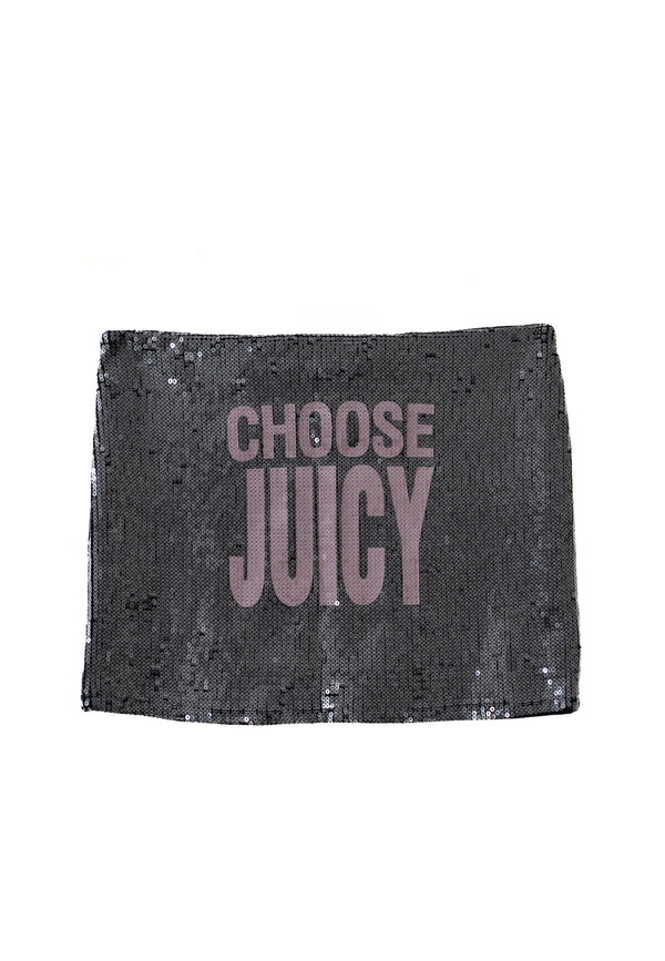 Minigonna Juicy in velluto con paillettes e logo a contrasto colore Nero
