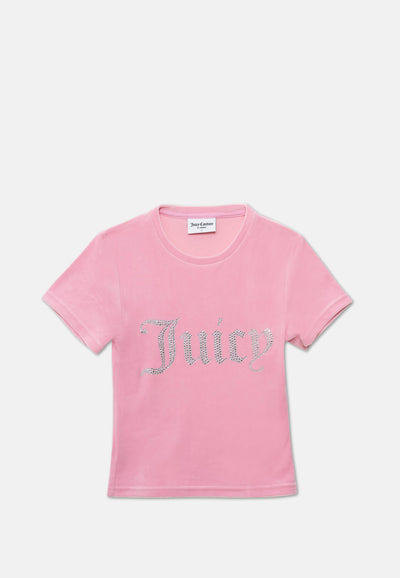 T-Shirt Taylor Rosa confetto con logo strass