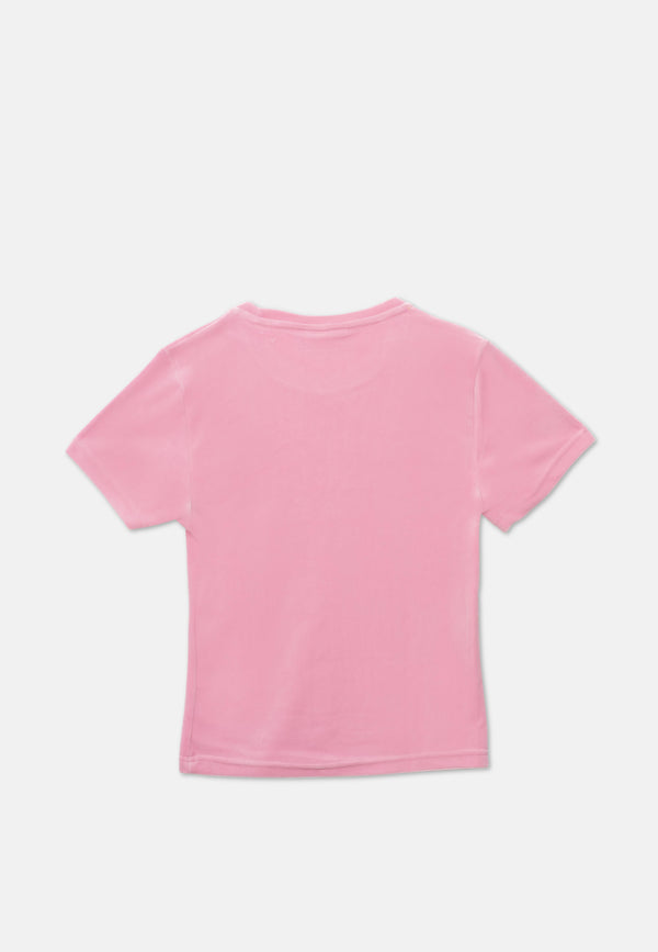 T-Shirt Taylor Rosa confetto con logo strass