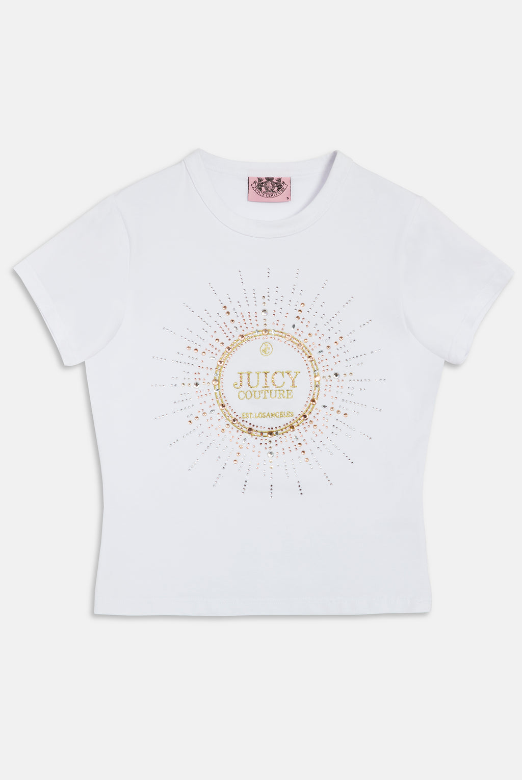 T-Shirt Cotton Bianca logo strass Heritage Crown