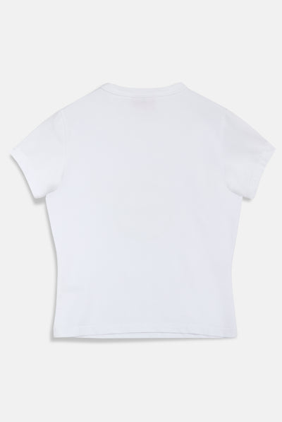 T-Shirt Cotton Bianca logo strass Heritage Crown