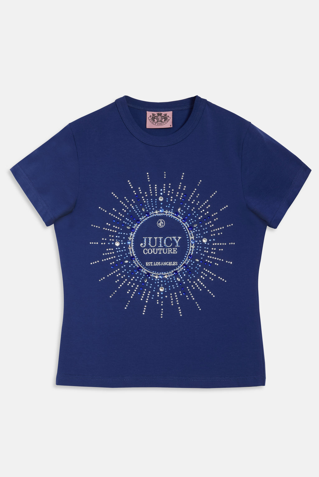 T-Shirt Cotton Blu Royal logo strass Heritage Crown