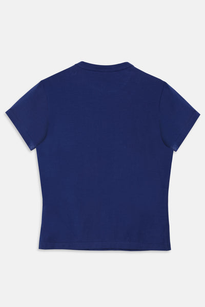 T-Shirt Cotton Blu Royal logo strass Heritage Crown