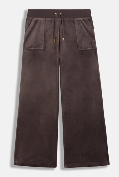 Pantalone Yuka a gamba larga con ricamo JC tono su tono e tasche Marrone