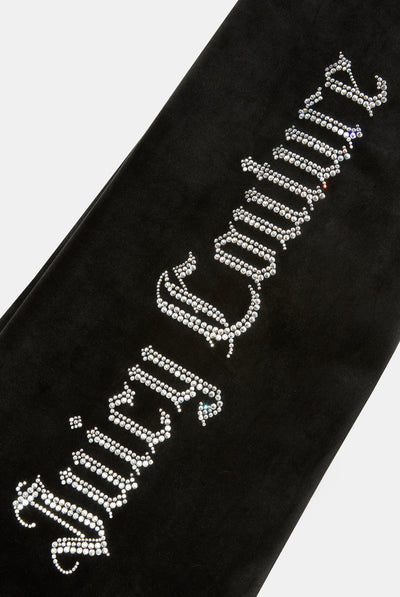 Pantaloni Nero a gamba larga con logo strass Sacred Heart