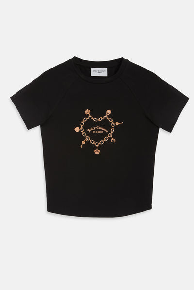 T-shirt Nera con maxi logo Chain Shrunken