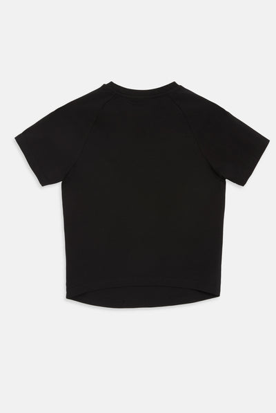 T-shirt Nera con maxi logo Chain Shrunken