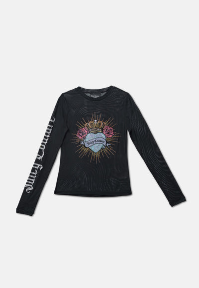 T-Shirt Nera  manica lunga con maxi logo Sacred Virgo