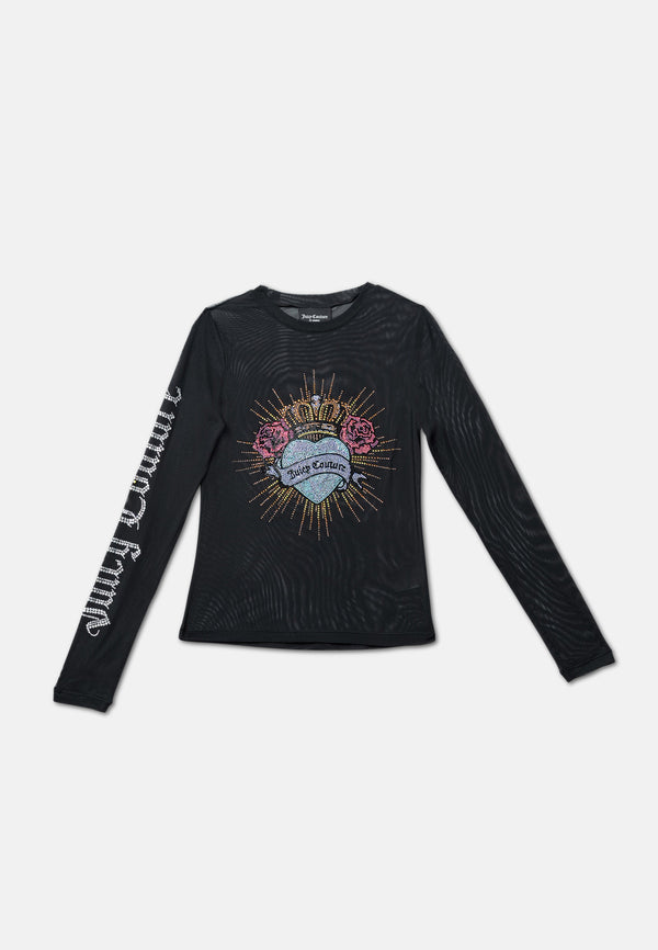 T-Shirt Nera  manica lunga con maxi logo Sacred Virgo