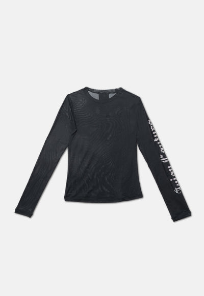 T-Shirt Nera  manica lunga con maxi logo Sacred Virgo