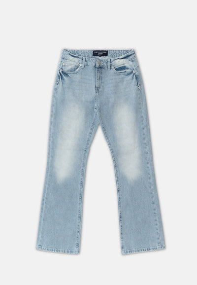 Jeans bootcut con logo Juicy in strass Light Wash