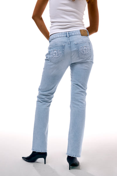 Jeans Crest a taglio bootcut in denim blu chiaro