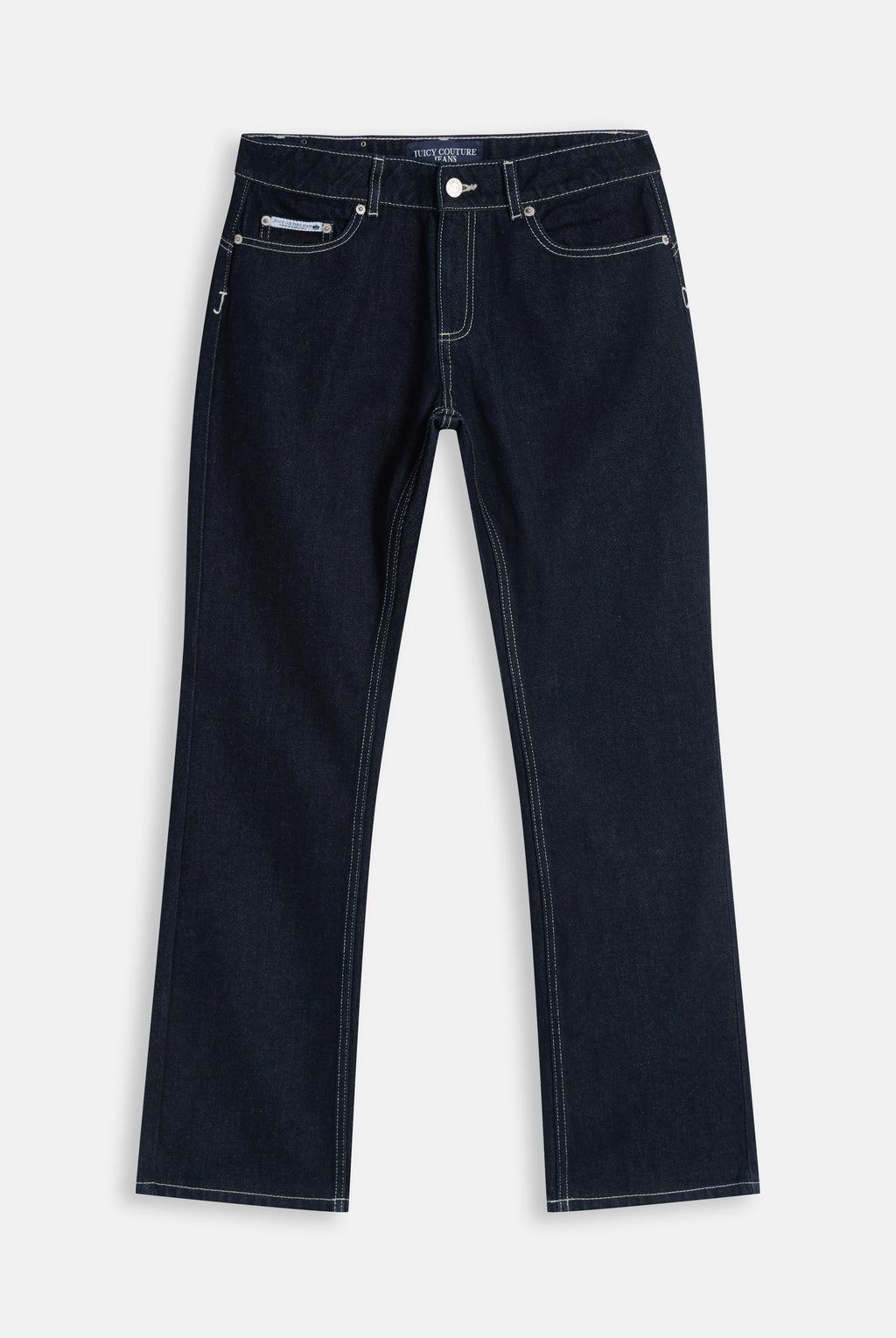 Jeans Bootcut a Vita Media con Ricamo Dog Crest sulla Tasca Posteriore – Lavaggio Blu Scuro