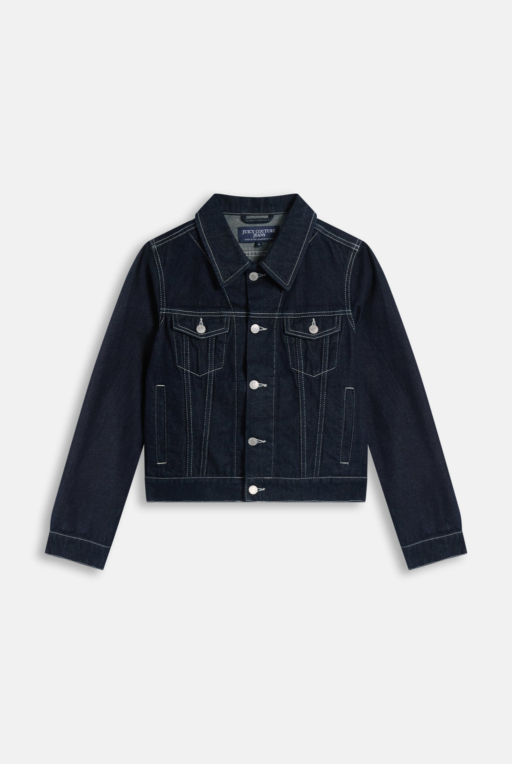 Giacca Aderente in Denim con Ricamo Dog Crest – Lavaggio Blu Scuro
