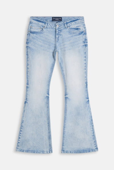 Jeans Flare a Vita Bassa con Logo Juicy in Strass – Lavaggio Chiaro
