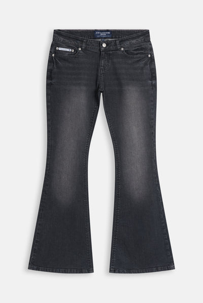 Jeans Flare a Vita Bassa con Logo Juicy in Strass – Lavaggio Scuro