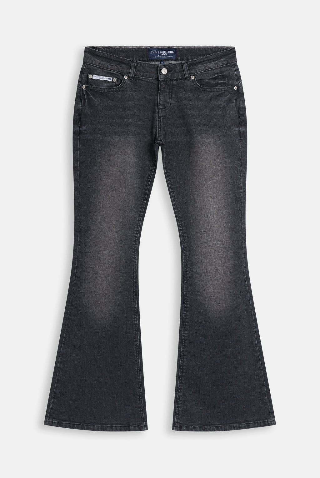 Jeans Flare a Vita Bassa con Logo Juicy in Strass – Lavaggio Scuro