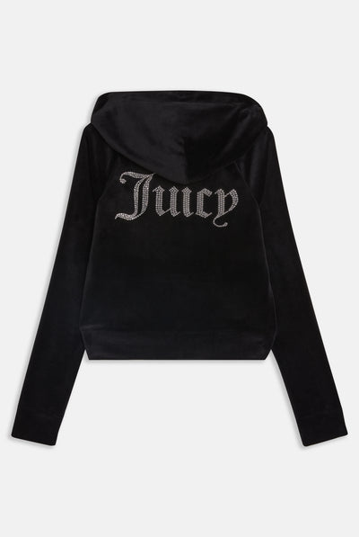 Felpa in velluto Madison con logo Juicy in strass colore Nero