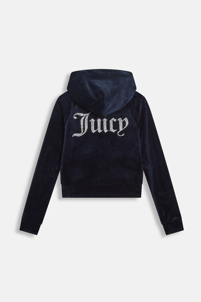 Felpa in velluto Madison con logo Juicy in strass colore Blu