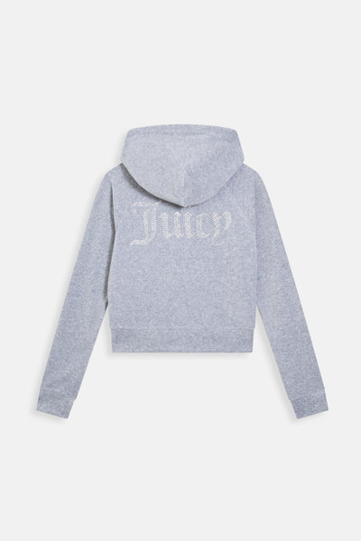 Felpa in velluto Madison con logo Juicy in strass colore Grigio