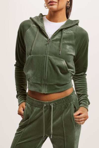 Felpa Madison Verde foresta con logo strass