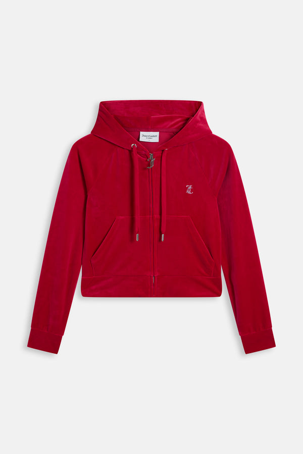 Felpa Madison in Velluto con Logo Juicy in Strass – Rosso Lampone