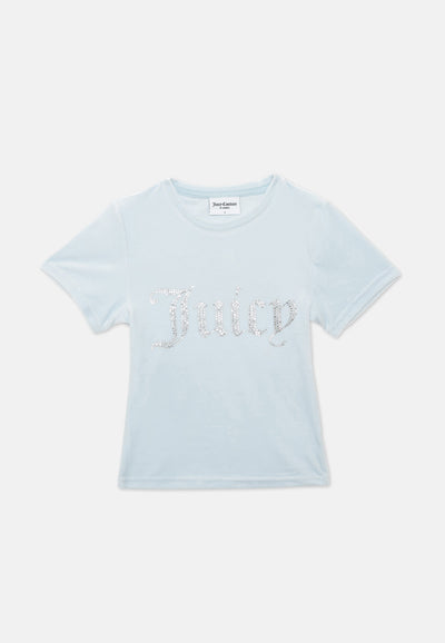 T-Shirt Taylor Celeste con logo strass