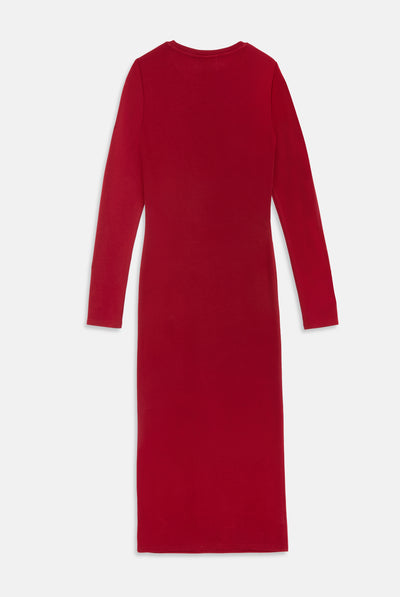 Abito Dizzie Rosso rubino con logo strass