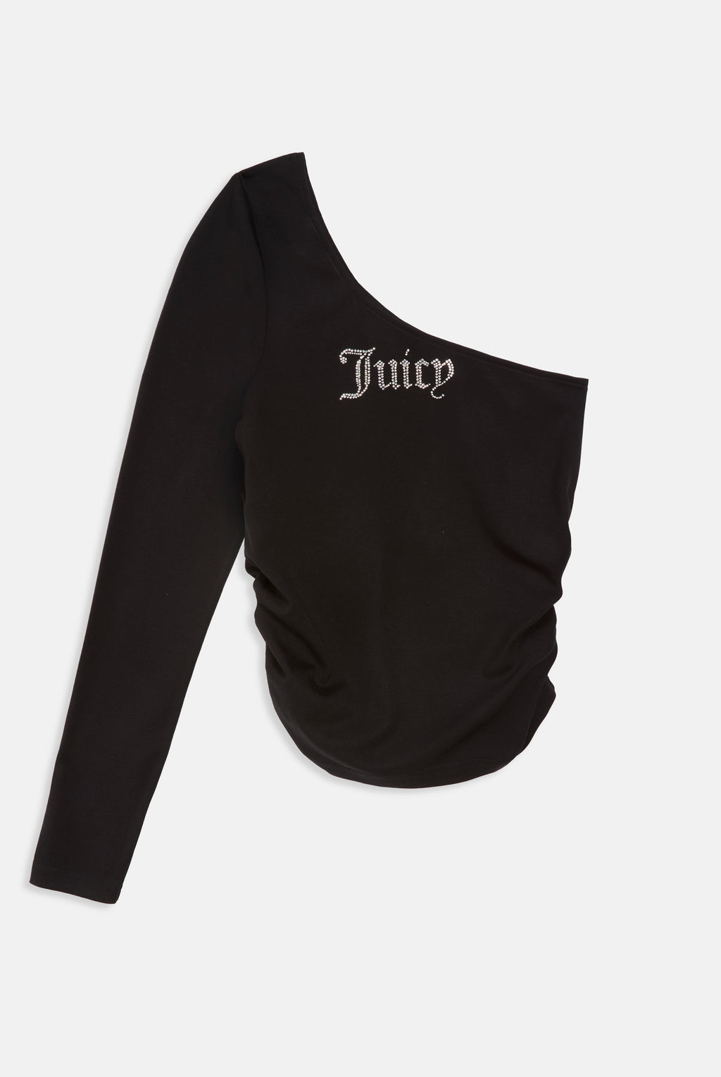 Top monospalla Nella Nero con logo strass