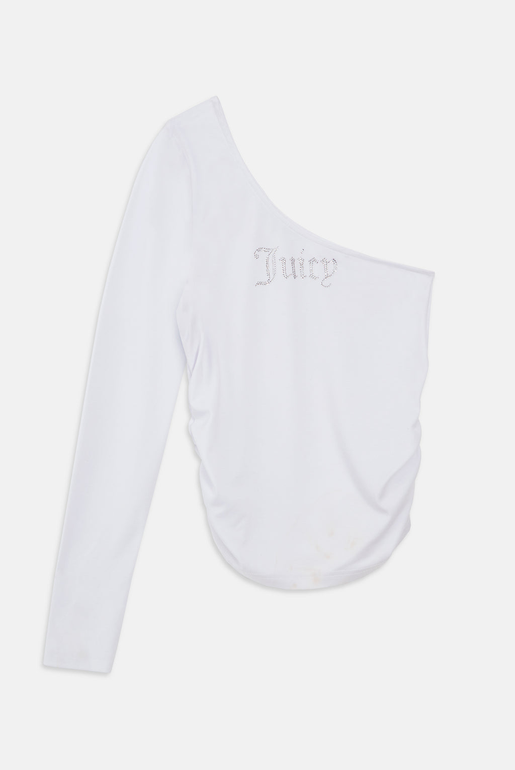 Top monospalla Nella Biano con logo strass