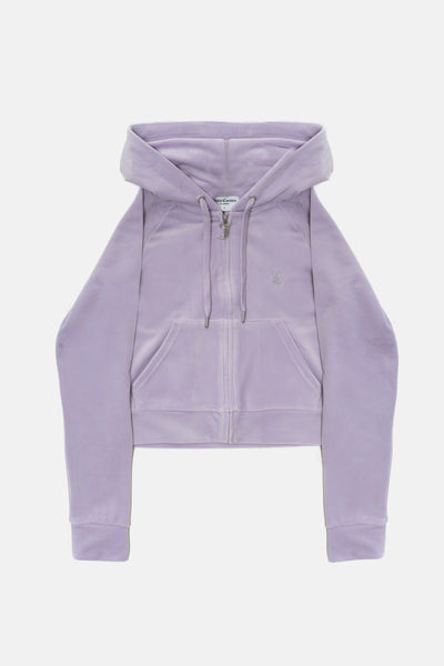 Felpa in velluto Madison con logo Juicy in strass colore Lilla
