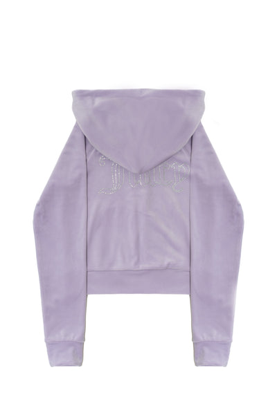 Felpa in velluto Madison con logo Juicy in strass colore Lilla