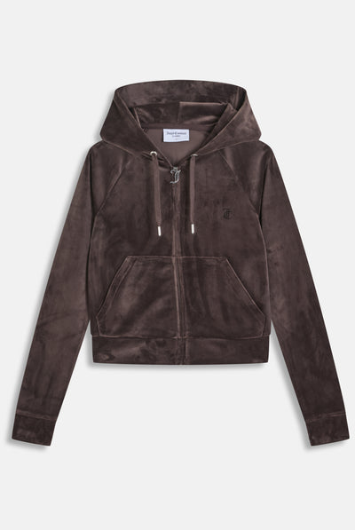 Felpa Madison Outline corta con cappuccio e logo Juicy in diamanti  Marrone