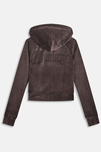Felpa Madison Outline corta con cappuccio e logo Juicy in diamanti  Marrone