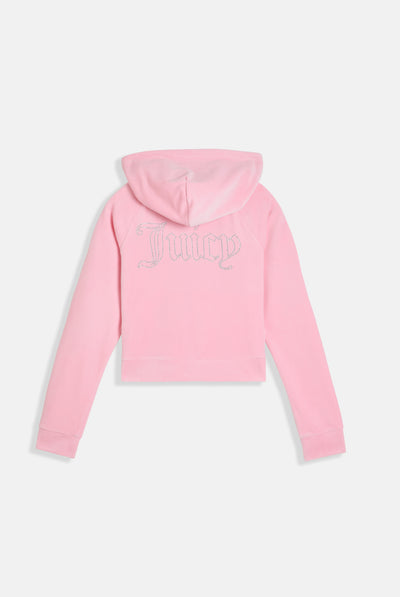 Felpa Madison in velluto con logo Juicy in strass colore Rosa