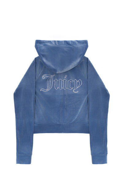 Felpa Madison in velluto  con logo Juicy in strass colore Blu