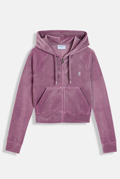 Felpa Madison Outline corta con cappuccio e logo Juicy in diamanti  Viola