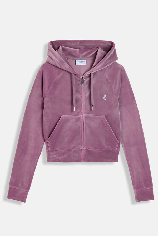 Felpa Madison Outline corta con cappuccio e logo Juicy in diamanti  Viola