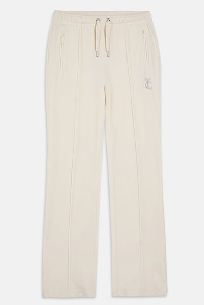 Pantaloni in velluto Tina con logo Juicy in strass colore Panna