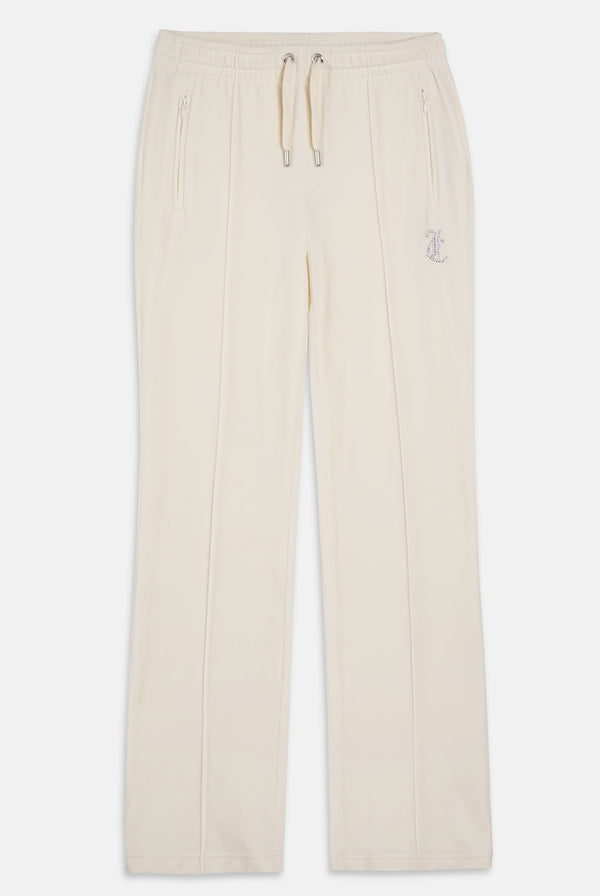 Pantaloni in velluto Tina con logo Juicy in strass colore Panna
